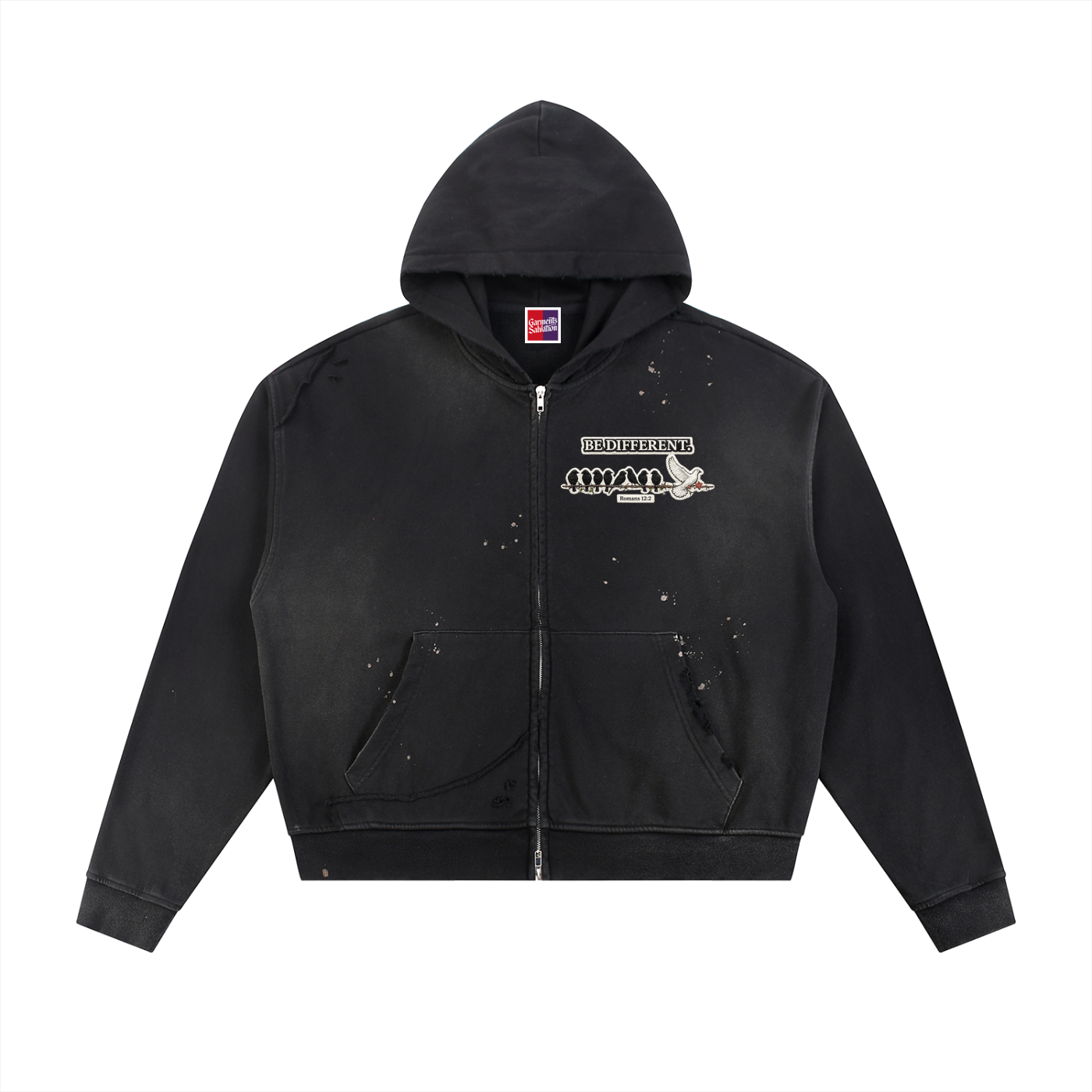 Built Different Oversized Zip Hoodie — Black
