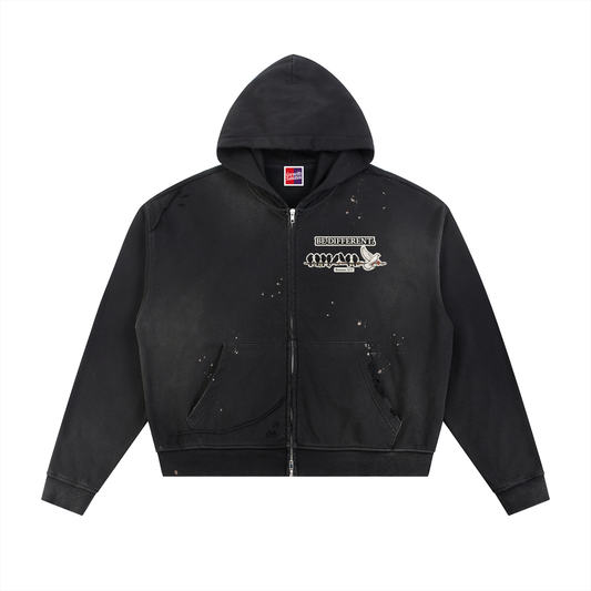 Built Different Oversized Zip Hoodie — Black