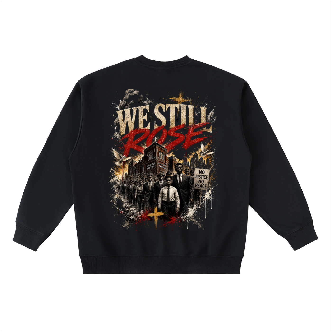 Applied Pressure Oversized Sweatshirt — Black