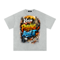 Keep Praying Oversized Tee — Gray