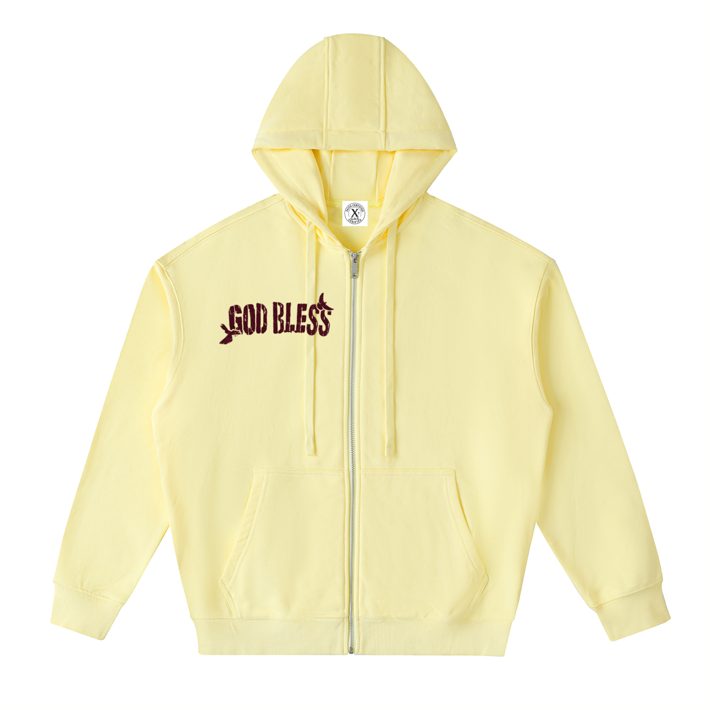 God Bless Zip Hoodie — Yellow
