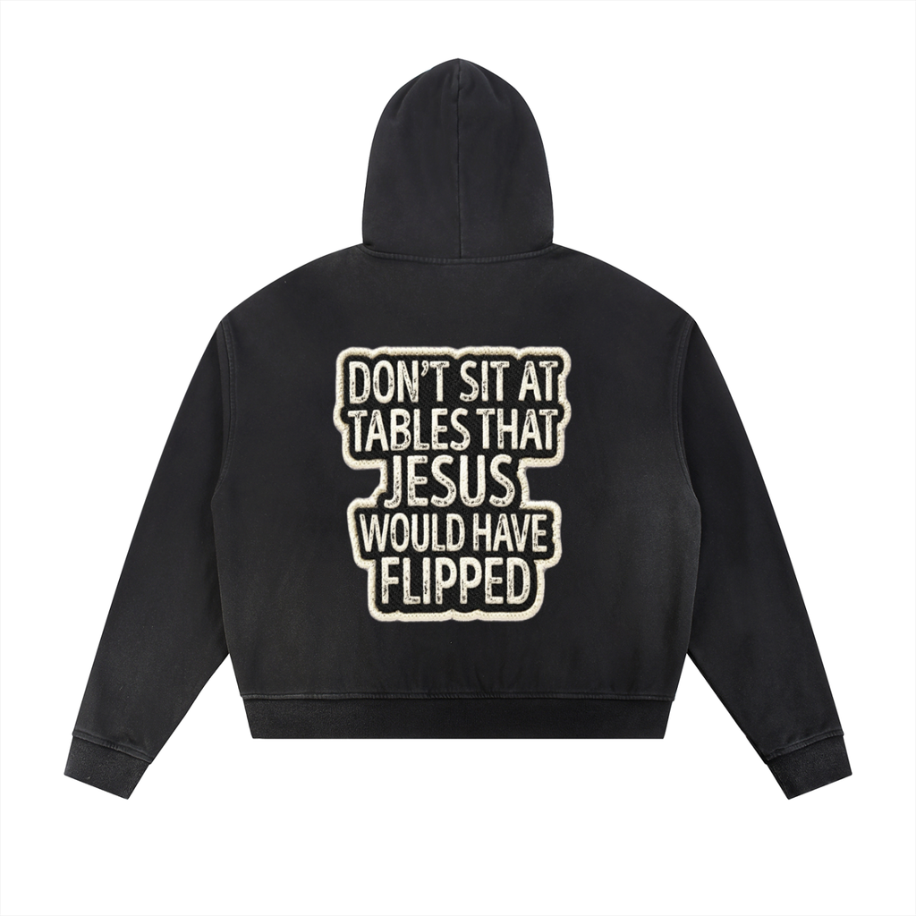 Built Different Oversized Zip Hoodie — Black