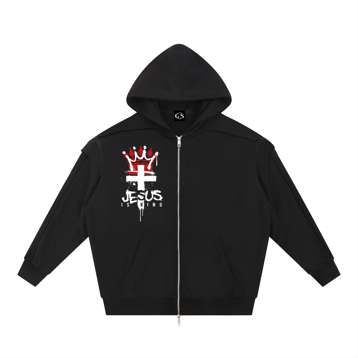 Identity/King Oversized Zip Hoodie — Black